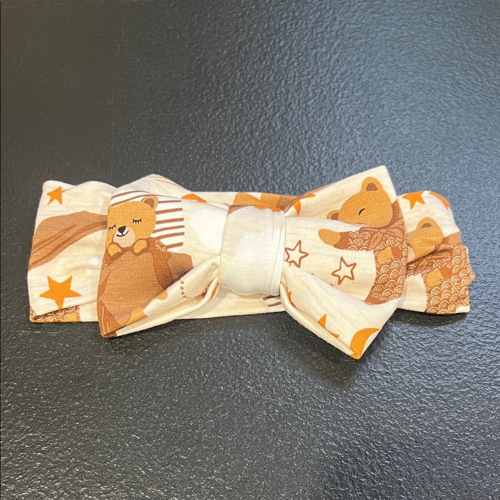 Little Sleeies Luxe Bows, Beary Sleepy, one size fits NB-3T